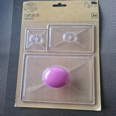 SET DE 3 BASES ACRILICAS PARA SELLOS DE SILICONAS -CON MANGO - Tres medidas diferentes - STAMP HOLDER