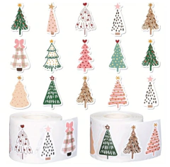 Stickers Autoadhesivos Arboles De Navidad (x 50 Unidades)