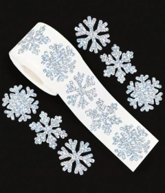 Stickers Autoadhesivos Copos De Nieve Plateados (x 50 Unidades)