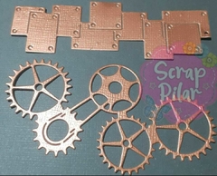 DIE / TROQUEL - SET ENGRANAJES- FORMAS DE METAL Y REGLETA -