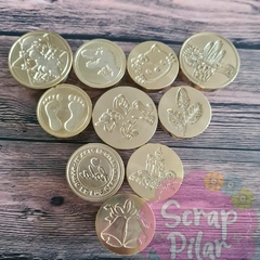SELLO PARA LACRE - DE BRONCE CON MANGO DE ACRILICO DE COLORES - 11 DISEÑOS DIFERENTES -