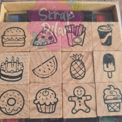 SELLO COMIDA - kit x12 + 4 tintas - ALE-HOP - Scrap Pilar