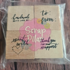 SELLO MADERA FRASES PARA REGALOS EN INGLES - kit x4 - Recollections