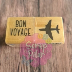 SELLO MADERA VIAJE: BON VOYAGE + AVION - kit x2 - studio g