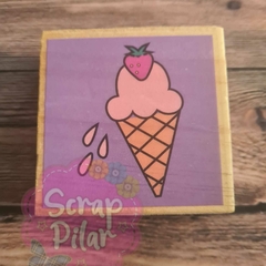 SELLO CUADRADO GRANDE: CONO DE HELADO - craft smart - comprar online