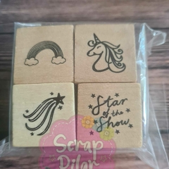 SELLO DE MADERA UNICORNIO - kit x4 modelos - Recollections