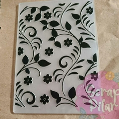 Carpeta de embossing - NUEVO MODELO HOJA CON FLOR- 10,7 X 15 cm