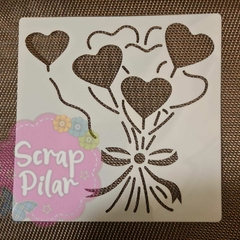 Stencil Plantilla Decorativa - MODELO GLOBOS CON MOÑO -