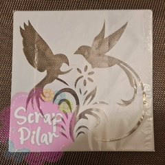 Stencil Plantilla Decorativa - MODELO PICAFLOR - FLOR - HOJAS -
