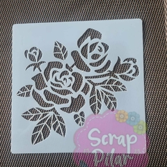 Stencil Plantilla Decorativa - MODELO ROSAS CON HOJAS -