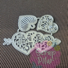 DIE /TROQUEL - CORAZONES DECORADOS ( x 3 un.) -