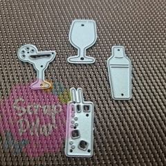 DIE / TROQUEL - SET DE COPA - MEZCLADOR DE TRAGOS Y DOS TRAGOS LARGOS - ( X 4 UNID) TROQUELES CHICOS