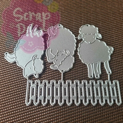 DIE / TROQUEL - SET 3 OVEJAS CON CERCA