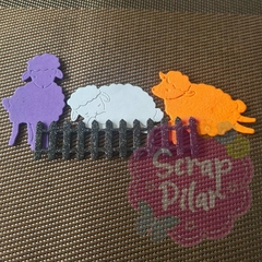 DIE / TROQUEL - SET 3 OVEJAS CON CERCA - Scrap Pilar