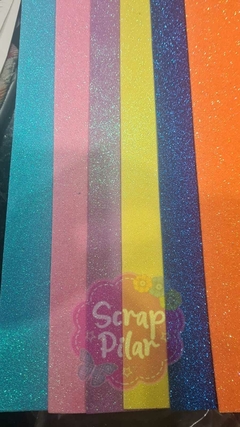 GOMA EVA GLITTER BRILLO X 6 PLANCHAS - COLORES DIFERENTES -IMPORTADA 50 X 50 CM