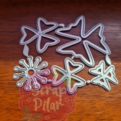 DIE / TROQUEL - SET DE 4 FLORES DE 3 PETALOS Y CENTRO DE FLOR-