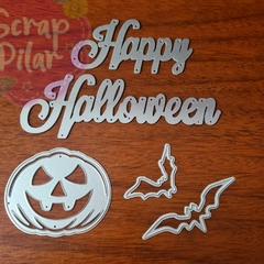 DIE / TROQUEL - SET HAPPY HALLOWEEN - CALAVERA Y MURCIELAGOS - 5 unid