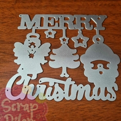 DIE / TROQUEL - MERRY CHRISTMAS CON PAPA NOEL ANGEL Y ARBOL DE NAVIDAD