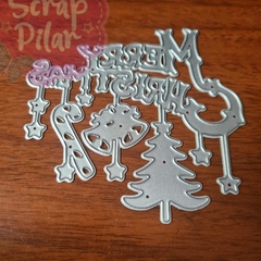 DIE / TROQUEL - MERRY CHRISTMAS CON PAPA NOEL ANGEL Y ARBOL DE NAVIDAD - comprar online