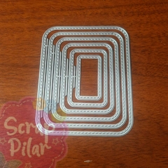 DIE / TROQUEL - SET RECTANGULO CON PESPUNTE -CON BORDES REDONDEADO X 6 TAMAÑOS DIF.-