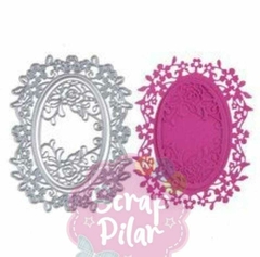 DIE /TROQUEL - MARCO LABRADO CON ROSAS Y FLORES - OVALO CON BORDE DECORADO - DIVINO MODELO en internet