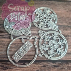 DIE / TROQUEL - BOLAS NAVIDAD COPOS DE NIEVE - X 4 UNID - comprar online