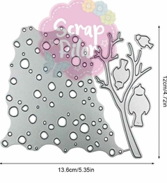 DIE / TROQUEL - FONDO DECORADO Y RAMA CON 2 PAJARITOS - - comprar online