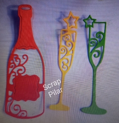 DIE / TROQUEL - SET BRINDIS COPAS Y BOTELLA - Champagne