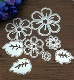 DIE / TROQUEL - SET DE FLORES 6 PETALOS Y HOJAS -6 - comprar online