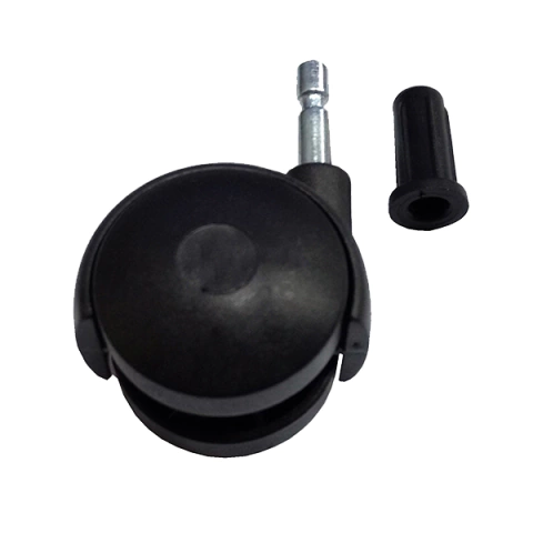 Rodízio giratório para móveis, cadeiras, rack, etc.  Unidade: PEÇA Acabamento: Polipropileno preto Observação: Capacidade de carga 15kg