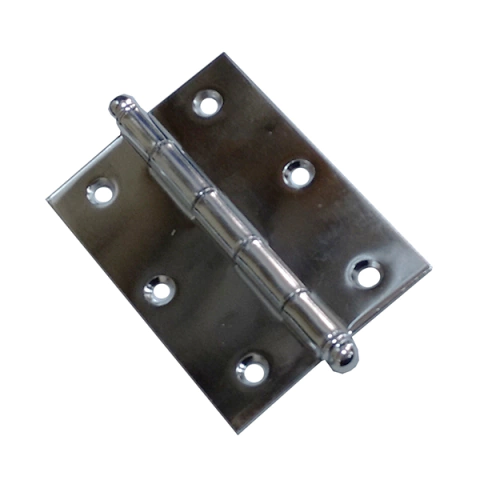 Dobradiça pino bola.  Dimensional: 3x2.1/2" (76X64mm), 3x3" (76X76mm), 3.1/2x2.1/2" (89X64mm) Acabamento: Cromado Observação: Pino solto