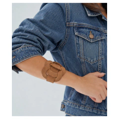 Pulsera de Cuero Brazalete Eslabones - Divinos Abalorios