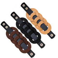 Pulsera de Cuero Brazalete Eslabones - comprar online