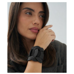 Pulsera de Cuero Brazalete Eslabones