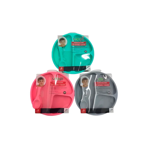 Loopi set de plato y cubiertos de silicona