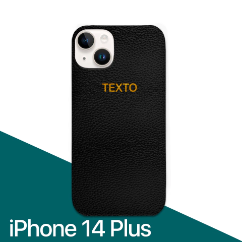 Case Simil Cuero - iPhone 14 Plus - Con Texto Personalizado