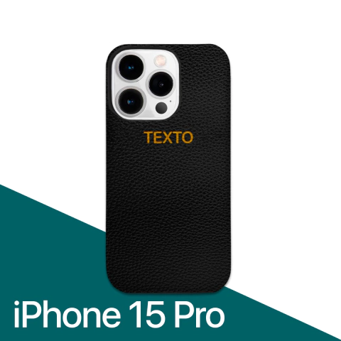 Case Simil Cuero - iPhone 15 Pro - Con Texto Personalizado