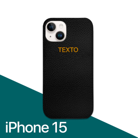 Case Simil Cuero - iPhone 15 - Con Texto Personalizado