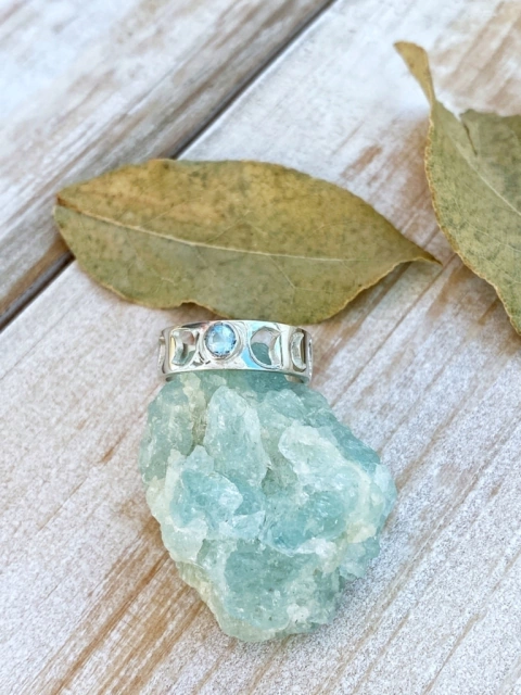 Moon Phases aguamarina plata 925