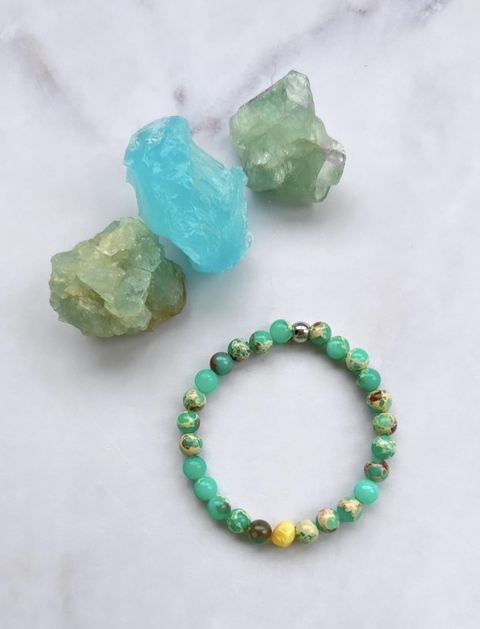 Pulsera ópalo andino y ambar báltico manteca