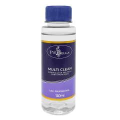 Frasco de Multi Clean Piubella, higienizador multiplo para manicures, 120ml.