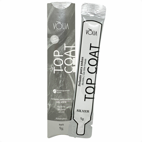 Top Coat Selante Volia com Glitter Silver Sache Refil 9gr