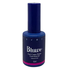 Frasco de Gel Capa Base Bluwe Estrutural Natural Pink de 10ml, com tampa azul.