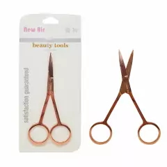 Tesoura de Manicure Sobrancelha Aço inox Reta Rose gold T4