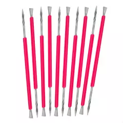 Kit Manicure Espátula e Bastão Isis Cutelaria Aço Inox 10un