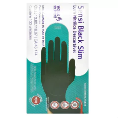 Luvas Nitrílica Descartável Preta Slim Sem Pó 100un G