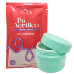 Pó acrílico para Unhas Volia Cover Rose Kit Sachê e Pote