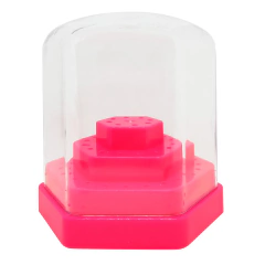 Porta brocas de unhas com tampa 48 furos Hexa Rosa