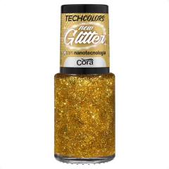 Esmalte Cora Techcolors New Glitter Golden Glam Dourado