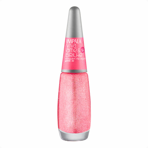 Esmalte Impala Viva Ame e Brilhe Ninguém Me Segura Glitter 3D